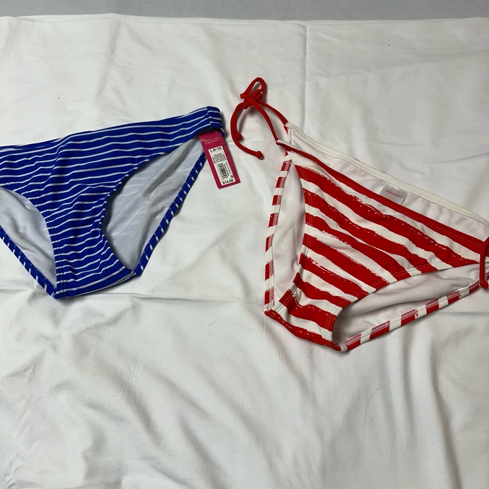 Red and Blue Striped Bikini Bottoms